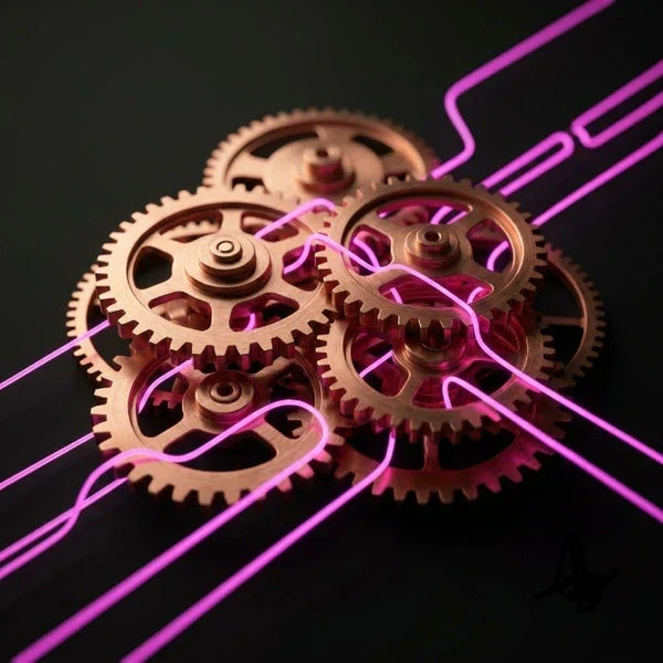Rappresentazione geometrica minimale e ingegneristica dell'ottimizzazione dei costi di uno store Shopify nel 2026.