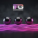 Rappresentazione astratta di sfere metalliche scure in perfetto equilibrio fluttuante sopra un campo energetico ondulatorio fucsia neon, simboleggiando la stabilità e la misurazione precisa dei dati, copertina quadrata IFG eCOMMERCE con solo logo.
