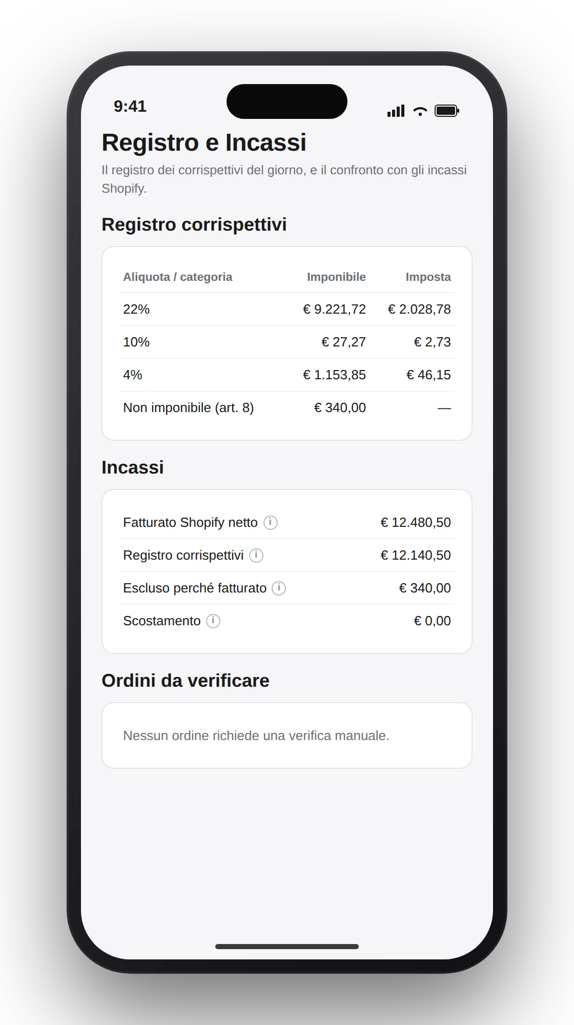 IFG registro dei corrispettivi