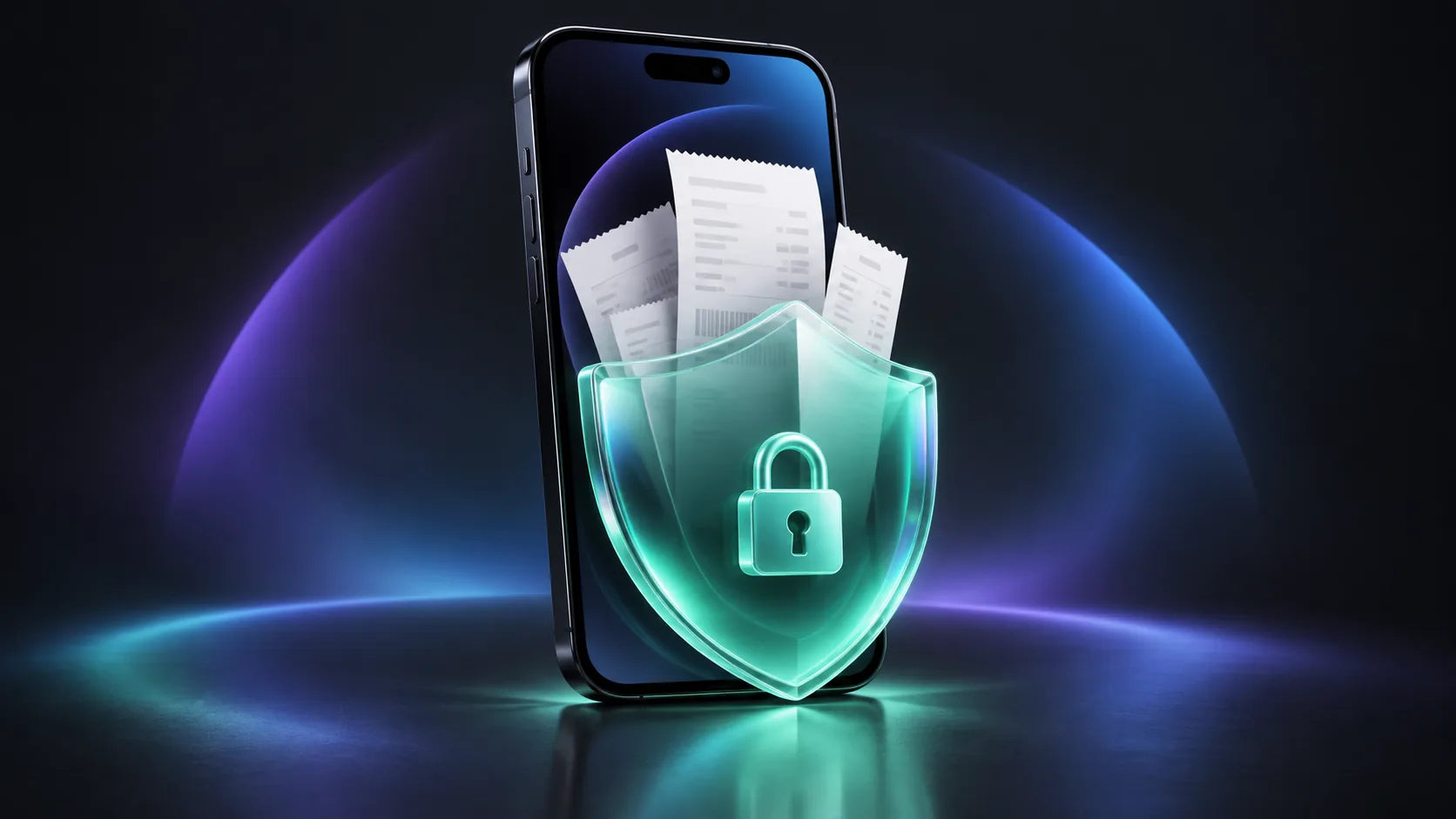 Illustrazione concettuale della privacy di Scontrik: iPhone e scudo